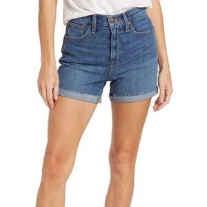Madewell High-Rise Denim Shorts Raw Hem Cuff Size 27 C13
